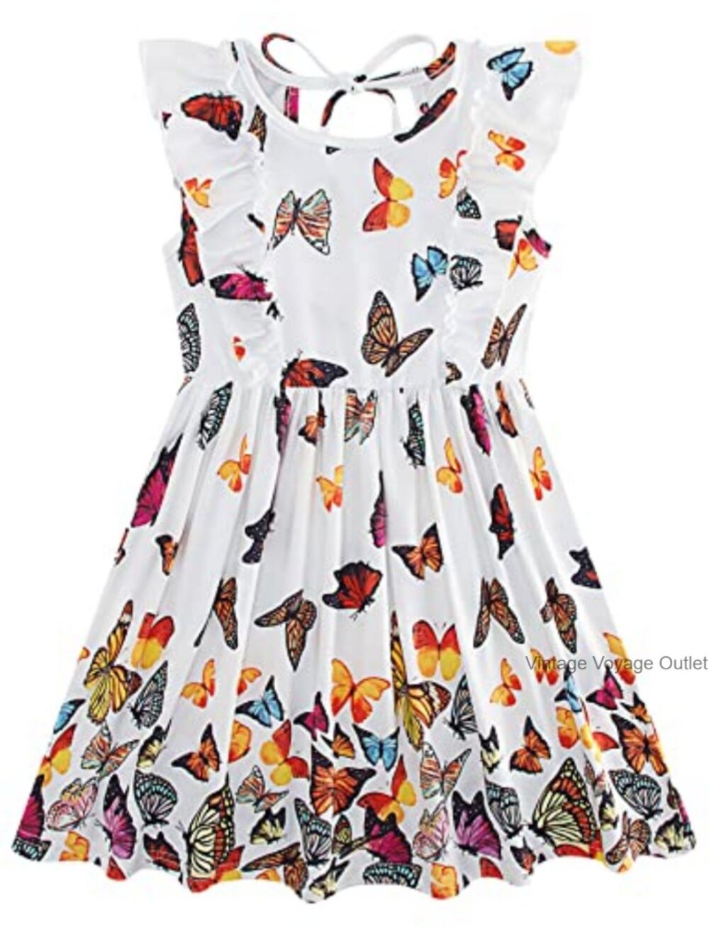 Toddler Girls Summer Beach Dress Ruffle Tie Back Sleeveless Mini